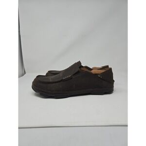 Olukai Mens Moloa Loafer Size 9.5 Brown Leather Convertible Slipper Casual Shoe